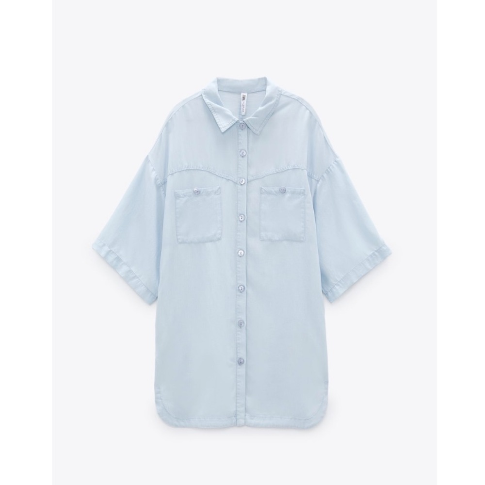 ZARA flowy short dress ,color : light blue.